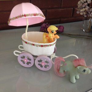 Vintage My Little Pony Baby Buggy with 2 Baby Ponies